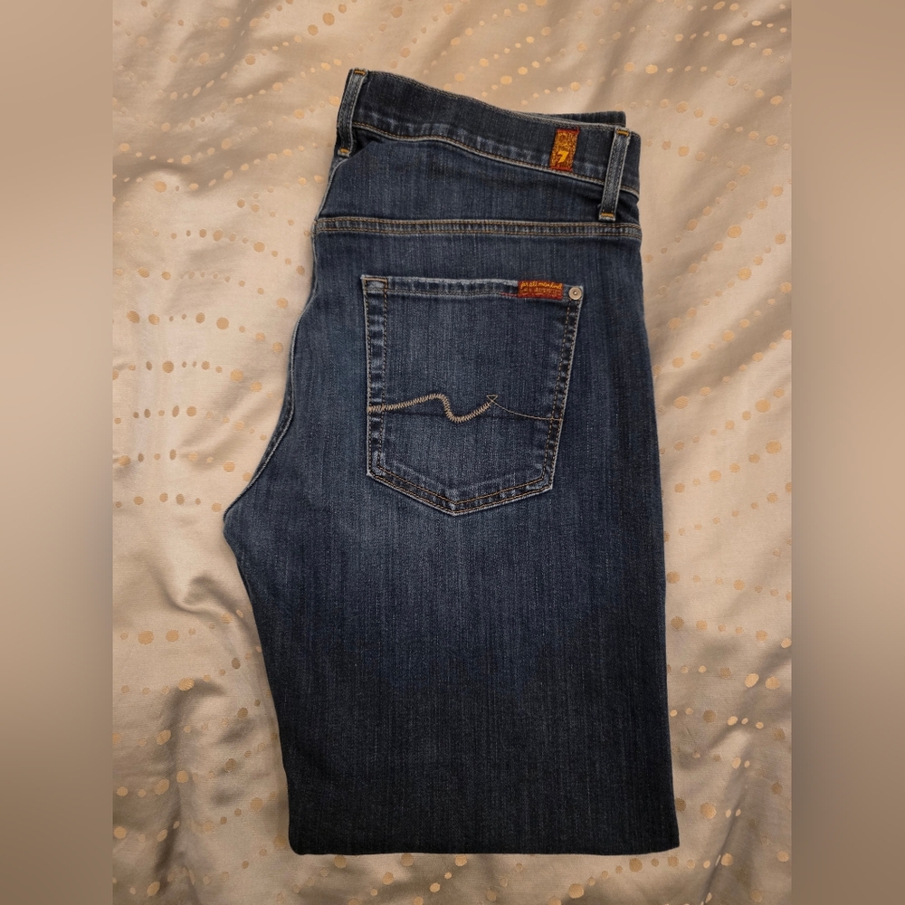 7 For All Mankind Dark Blue Straight Jeans